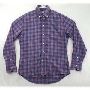 Ledbury Shirt Men Medium Blue Pink Plaid Long Sleeve Classic Button-Down